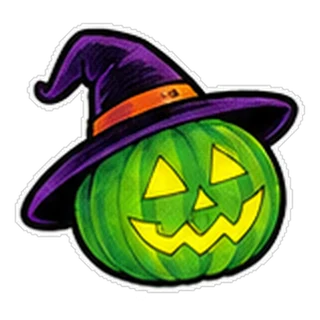 Sticker: Pumpkinhead in a witch hat