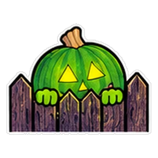 Sticker: Pumpkinhead peeking over a fence